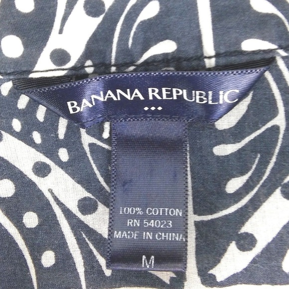 Banana Republic Tribal Tunic Blouse Sz M Blue - Picture 5 of 6